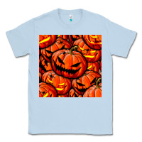Dusty Blue halloween pumpkin seamless pattern Classic Tee - BundleAndBundleShop