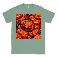 Sage halloween pumpkin seamless pattern Classic Tee - BundleAndBundleShop