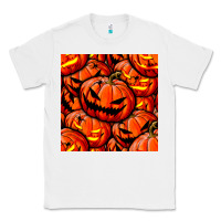 White halloween pumpkin seamless pattern Classic Tee - BundleAndBundleShop