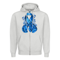 Dove Grey blueribbon with boxing gloves Zipper Hoodie - NancyCooperArtShop