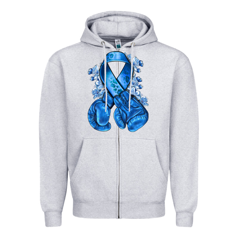 Blueribbon With Boxing Gloves Zipper Hoodie by NancyCooperArtShop | Teevron