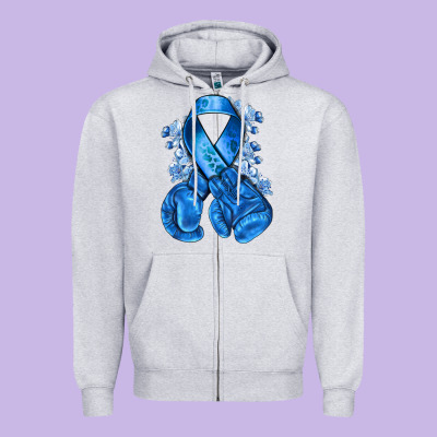 Blueribbon With Boxing Gloves Zipper Hoodie Designed By Nancycooperartshop