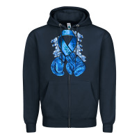 Navy blueribbon with boxing gloves Zipper Hoodie - NancyCooperArtShop