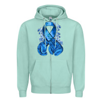 Seafoam blueribbon with boxing gloves Zipper Hoodie - NancyCooperArtShop