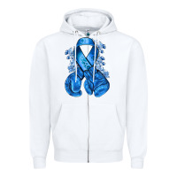 White blueribbon with boxing gloves Zipper Hoodie - NancyCooperArtShop