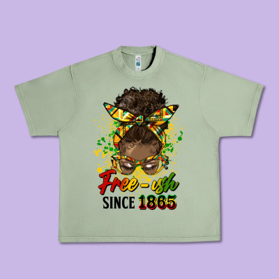 Free Ish Since 1865 Afro Messy Bun Urban Heavy Tee Designed By Hra Design Shop