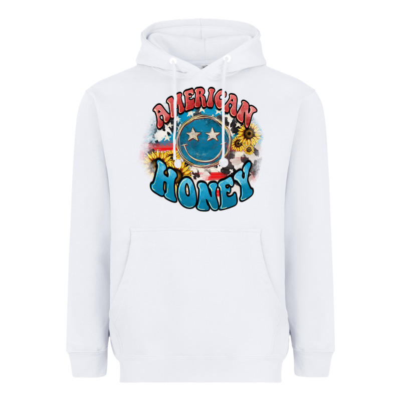 American Honey Smiley Heavyweight Hoodie by NancyCooperArtShop | Teevron
