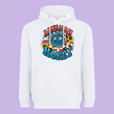 American Honey Smiley Heavyweight Hoodie Designed By Nancycooperartshop