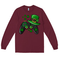 Burgundy St Patricks Day Gamer Long Sleeve Tee - Jasminsmagicworld