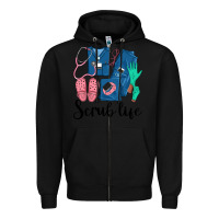 Black Scrub Life Nurse Zipper Hoodie - LillyAllenDesigns