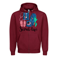 Burgundy Scrub Life Nurse Zipper Hoodie - LillyAllenDesigns