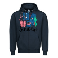 Navy Scrub Life Nurse Zipper Hoodie - LillyAllenDesigns