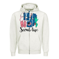 Oatmeal Heather Scrub Life Nurse Zipper Hoodie - LillyAllenDesigns