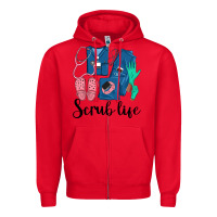 Red Scrub Life Nurse Zipper Hoodie - LillyAllenDesigns