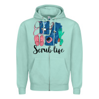 Seafoam Scrub Life Nurse Zipper Hoodie - LillyAllenDesigns