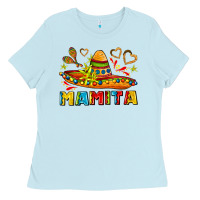 Baby Blue mamita and sombrero with lime flowers Ladies Tee - AdoDesignShop