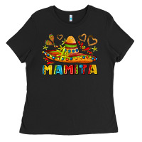 Black mamita and sombrero with lime flowers Ladies Tee - AdoDesignShop
