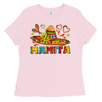 Bubblegum Pink mamita and sombrero with lime flowers Ladies Tee - AdoDesignShop