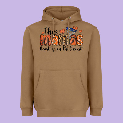 This Mamas Heart Is On That Court Heavyweight Hoodie Designed By Maliassmallbusiness