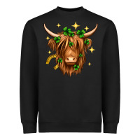 Black St. Patrick's Day Highland Cow Heavyweight Sweatshirt - Neo Western