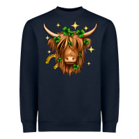 Navy St. Patrick's Day Highland Cow Heavyweight Sweatshirt - Neo Western
