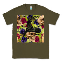 Army Green halloween witch skull seamless pattern Classic Tee - BundleAndBundleShop