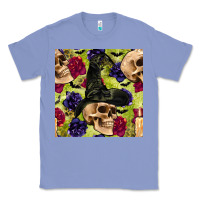 Colony Blue halloween witch skull seamless pattern Classic Tee - BundleAndBundleShop