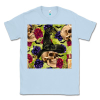 Dusty Blue halloween witch skull seamless pattern Classic Tee - BundleAndBundleShop