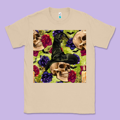 Halloween Witch Skull Seamless Pattern Classic Tee Designed By Bundleandbundleshop