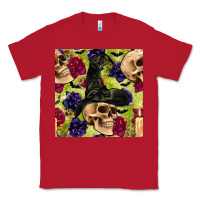 Red halloween witch skull seamless pattern Classic Tee - BundleAndBundleShop