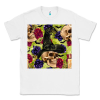 White halloween witch skull seamless pattern Classic Tee - BundleAndBundleShop