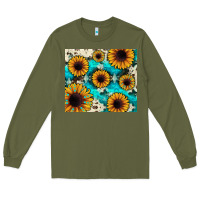 Army Green gemstone sunflower Long Sleeve Tee - JahusDesignShop