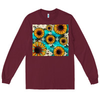 Burgundy gemstone sunflower Long Sleeve Tee - JahusDesignShop