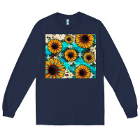 Navy gemstone sunflower Long Sleeve Tee - JahusDesignShop
