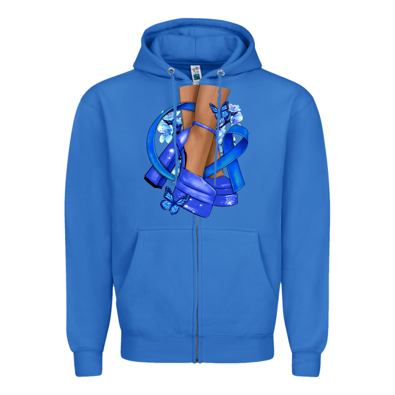 Colon Cancer Heels Zipper Hoodie by NancyCooperArtShop | Teevron