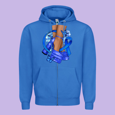 Colon Cancer Heels Zipper Hoodie Designed By Nancycooperartshop