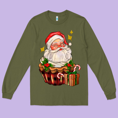 Santa Claus Cupcake Long Sleeve Tee Designed By Adodesignshop