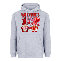 Heather Grey valentines day with gnomies Heavyweight Hoodie - NancyCooperArtShop