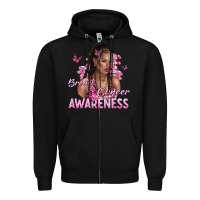 Black breast cancer awareness afro woman Zipper Hoodie - NancyCooperArtShop