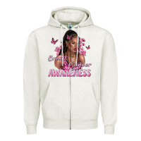 Oatmeal Heather breast cancer awareness afro woman Zipper Hoodie - NancyCooperArtShop