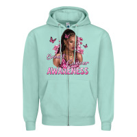 Seafoam breast cancer awareness afro woman Zipper Hoodie - NancyCooperArtShop