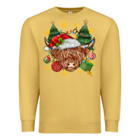 Antique Gold Christmas highland cow Premium Sweatshirt - MaliasSmallBusiness