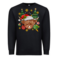 Black Christmas highland cow Premium Sweatshirt - MaliasSmallBusiness