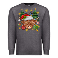 Charcoal Heather Christmas highland cow Premium Sweatshirt - MaliasSmallBusiness
