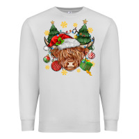 Dove Grey Christmas highland cow Premium Sweatshirt - MaliasSmallBusiness
