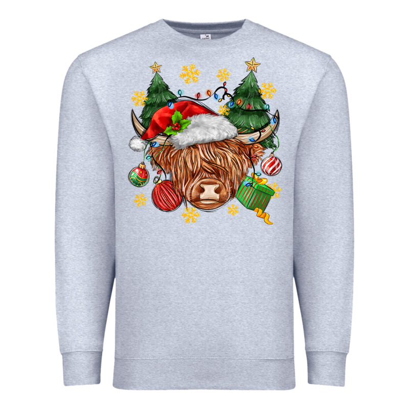 Christmas Highland Cow Premium Sweatshirt by MaliasSmallBusiness | Teevron