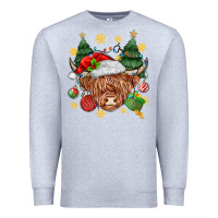 Heather Grey Christmas highland cow Premium Sweatshirt - MaliasSmallBusiness