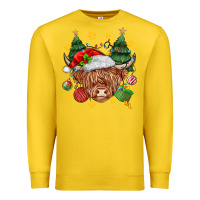 Lemon Christmas highland cow Premium Sweatshirt - MaliasSmallBusiness