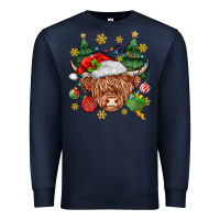Navy Christmas highland cow Premium Sweatshirt - MaliasSmallBusiness