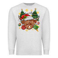 Oatmeal Heather Christmas highland cow Premium Sweatshirt - MaliasSmallBusiness
